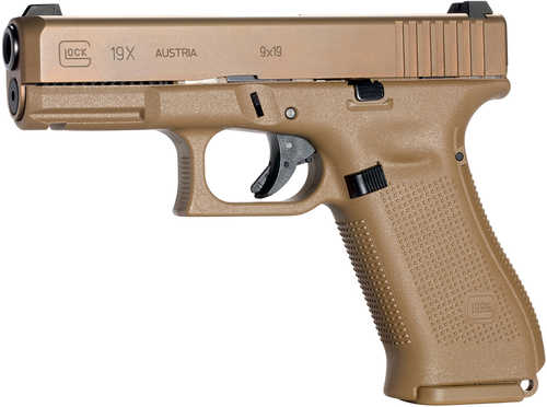 Glock G19X Compact Crossover Semi-Auto Pistol 9mm 4.02" Barrel 1-10Rd Mag Coyote Rough Texture Interchangeable Backstraps Bronze Nitron Polymer Finish