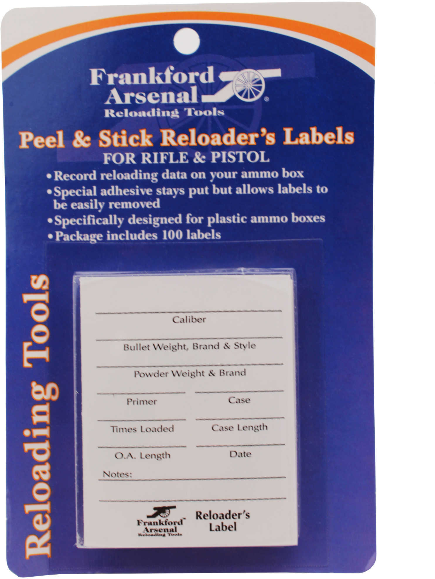 Frankford Arsenal Pistol and Rifle Reloader's Labels 100 Pack 202364