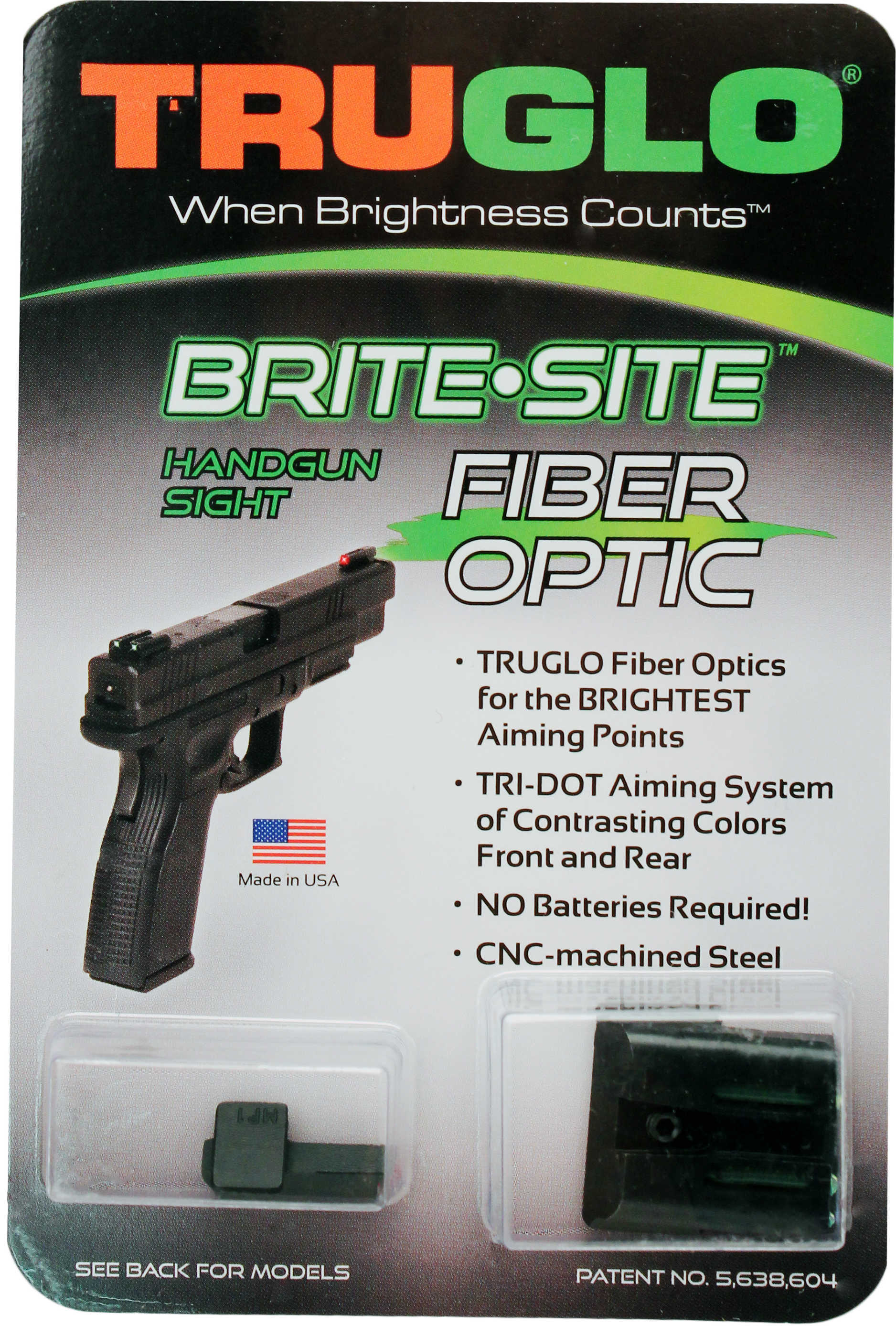 Truglo Brite-Site Fiber Optic Sight Fits S&W M&P Green TG131MP