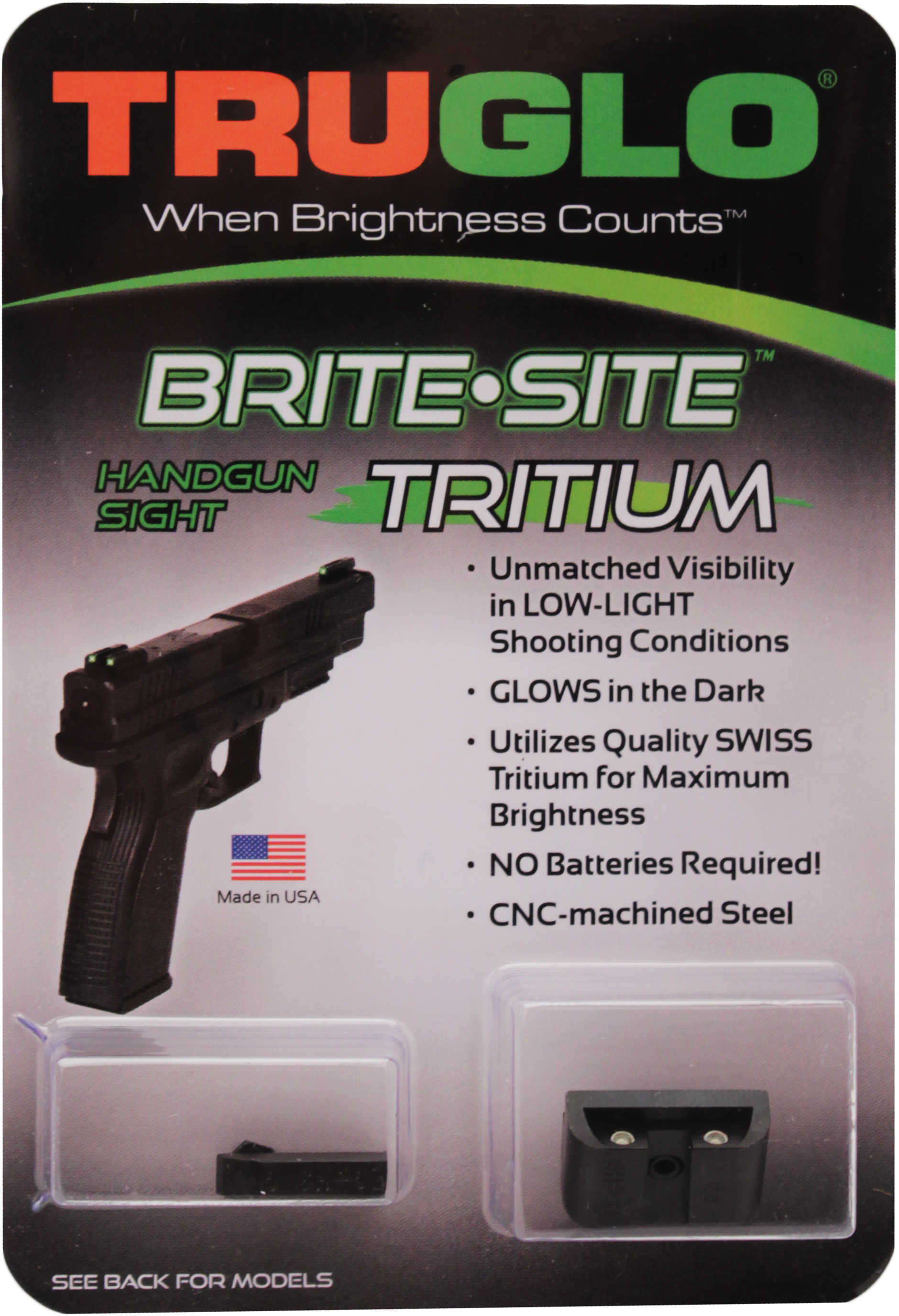 Truglo Brite-Site Tritium Sight Fits High for Glock 20 21 29 30 31 32 Green TG231G2