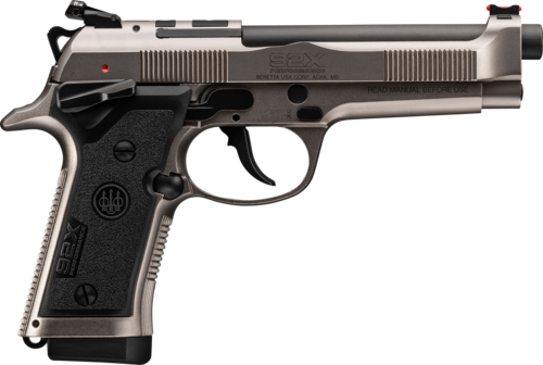 Beretta M9-Style 92X Performance Defensive Semi-Auto Pistol 9mm Luger 4.9" Barrel (1)-10Rd Mag Fiber Optic Front, Adjustable Target Rear Sights Gray Nistan Finish