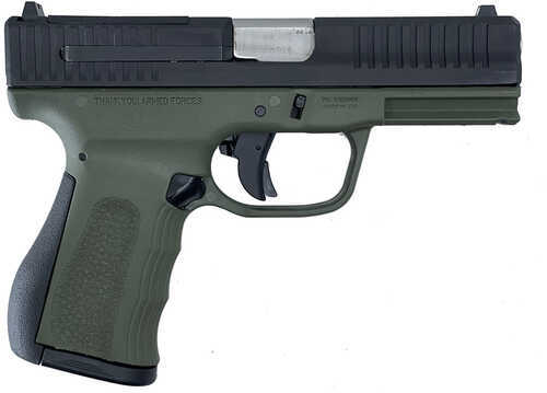 FMK Firearms Mach 9 G3 Pistol 9mm, 4 in barrel, 10 rd capacity, olive drab green, stainless steel finish