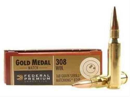 308 <span style="font-weight:bolder; ">Winchester</span> 20 Rounds Ammunition Federal Cartridge 168 Grain Hollow Point