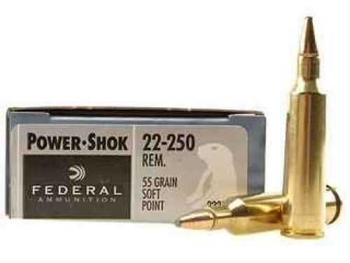 22-250 Remington 20 Rounds Ammunition Federal Cartridge 55 Grain Soft Point