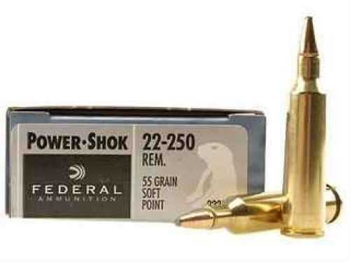 22-250 Remington 20 Rounds Ammunition Federal Cartridge 55 Grain Soft Point