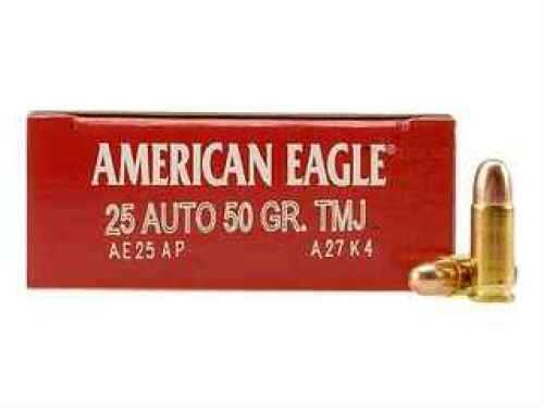 25 ACP 50 Rounds Ammunition Federal Cartridge 50 Grain Full Metal Jacket
