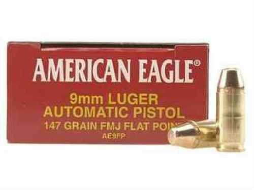 9mm Luger 50 Rounds Ammunition Federal Cartridge 147 Grain Full Metal Jacket