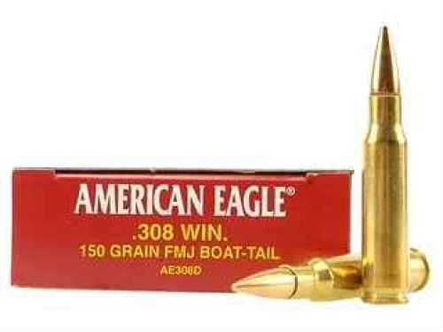 <span style="font-weight:bolder; ">308</span> Winchester 20 Rounds Ammunition Federal Cartridge 150 Grain Full Metal Jacket