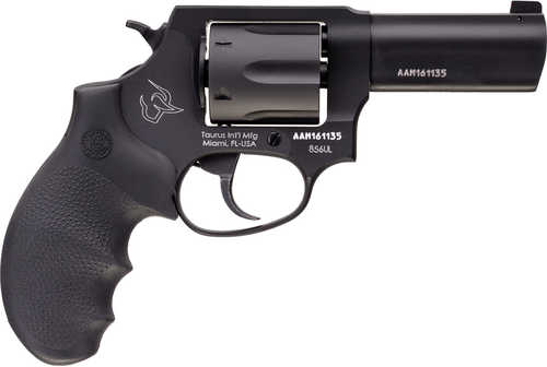 Click to see larger image. Taurus 856 Ultra-Lite Defender 38 Special +P Caliber with 3" Barrel 6 Round Capacity Matte Black Finish Finger Grooved Black Hogue Rubber Grip & Night Front Sight