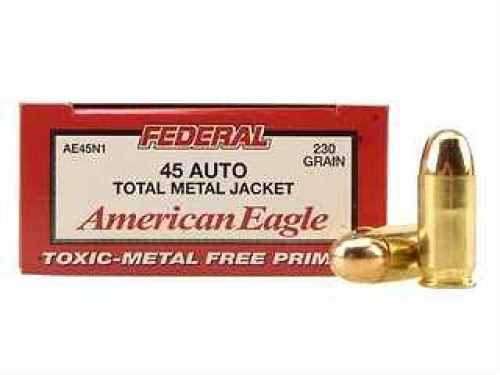 45 ACP 50 Rounds Ammunition Federal Cartridge 230 Grain Full Metal Jacket