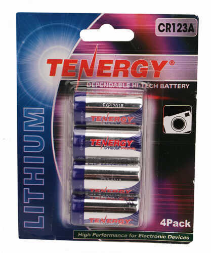 Tenergy Propel Lithium CR123A Battery, 4 Pack Md: 30406