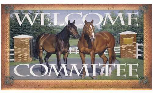 Click to see larger image. Rivers Edge Products Door Mat, 30"x18" Welcome, Horse 1874