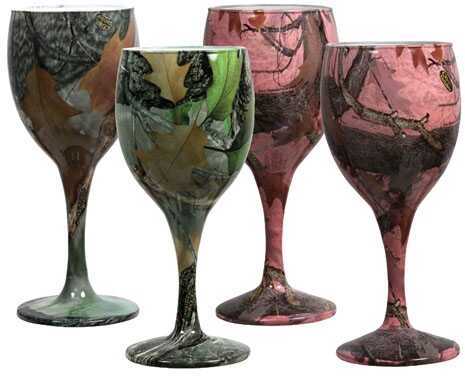 Rivers Edge Products 4 Pack Camo Wine Glasses 2 Green /2 Pink 091