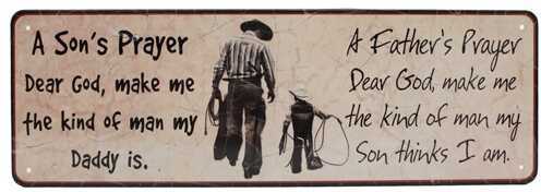 Click to see larger image. Rivers Edge Products 10.5" x 3.5" Tin Sign Father and Son Prayer 1373