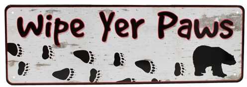 Rivers Edge Products 10.5" x 3.5" Tin Sign Wipe Yer Paws 1372