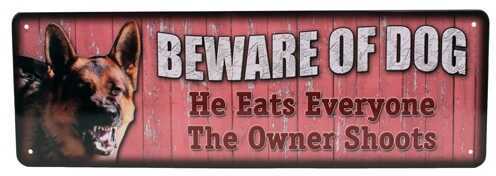 Rivers Edge Products 10.5" x 3.5" Tin Sign Beware of Dog 1417