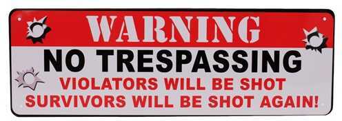 Rivers Edge Products 10.5" x 3.5" Tin Sign Warning No Trespassing 1426