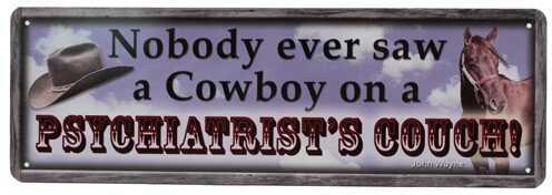 Click to see larger image. Rivers Edge Products 10.5" x 3.5" Tin Sign John Wayne-Psychiatrist 1404