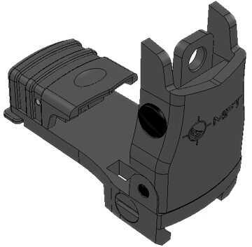 Mission First Tactical Rear Backup rifle Sight Polymer Flip Up Adjustable Wind Black Md: BUPSWR