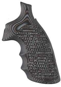 Hogue S&W K/L Frame Round Butt Grips Convert, Finger Grooves, Piranha G10 G-Mascus Black/Grey Md: 19137