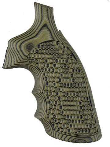 Hogue S&W K/L Frame Round Butt Grips Convert, Finger Grooves, Piranha G10 G-Mascus Green Md: 19138