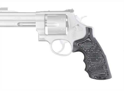 Hogue S&W N Frame Round Butt Grips Convert, Finger Grooves, Piranha G-10 G-Mascus Black-Gray Md: 25137