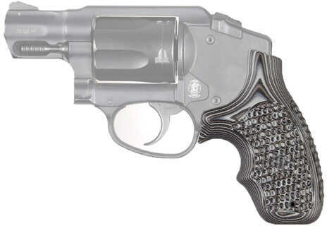 Hogue S&W J Frame Round Butt Grip Bantam, Finger Groove, Pirahna G10 Gmascus Black-Grey Md: 61127