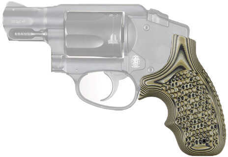 Hogue S&W J Frame Round Butt Grip Bantam, Finger Groove, Pirahna G10 Gmascus Green Md: 61128