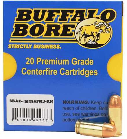 Buffalo Bore Ammunition Low Flash 45 ACP 230 Grains FMJ-RN (Per 20) Md: 45-230FMJ-RN