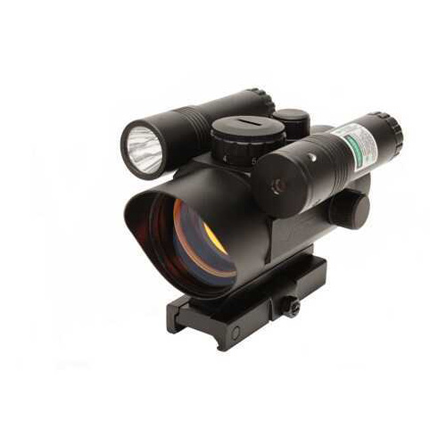 NCSTAR Red Dot Optics with Green Laser & Flashlight 42mm Objective Lens Black 3MOA Fits Weaver/Picatinny Rails V