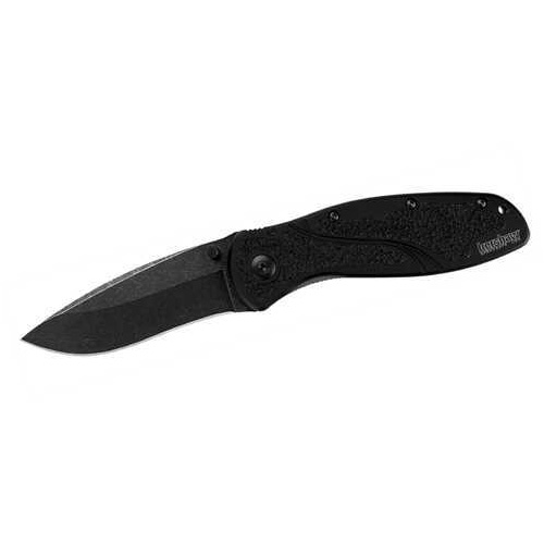 Kershaw Blur Folding Knife/Assisted 14C28N/BlackWash Plain Drop Point Thumb Stud/Pocket Clip 3.4" 6061-T6 Anodized Alumi