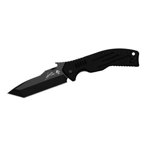 Kershaw Emerson CQC Folding Knife 8Cr13MOV/Black Oxide Coating Plain Tanto Point Wave/Dual Thumb Disc/Pocket Clip 3.5" B