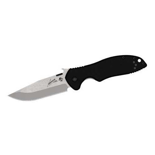Kershaw Emerson CQC Folding Knife Cr13MOV Stonewashed Finish Plain Clip Point Wave/Dual Thumb Disc/Pocket 3.25" Bla