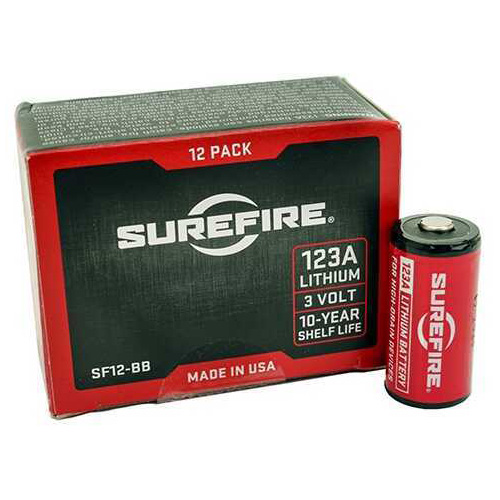 Click to see larger image. Surefire Battery Cr123a Lithium 12/Pack Box Red Surefire12-bb