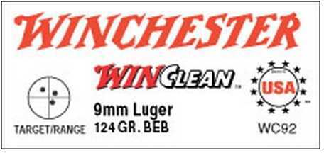 9mm Luger 50 Rounds Ammunition <span style="font-weight:bolder; ">Winchester</span> 124 Grain Soft Point