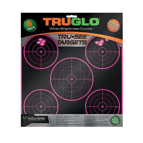 Truglo Target 5-Bulls Eye 12x12 Pink 6 Pack Md: TG11P6