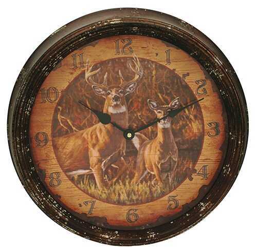 Rivers Edge Products Metal Clock, 15" Buck and Doe Md: 1025
