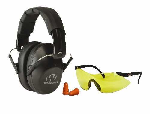 Walkers Game Ear / GSM Outdoors Pro-Low Profile Folding <span style="font-weight:bolder; ">Earmuffs</span> Plugs & Shooting Glasses Kit Md: GWPFPM1GFP