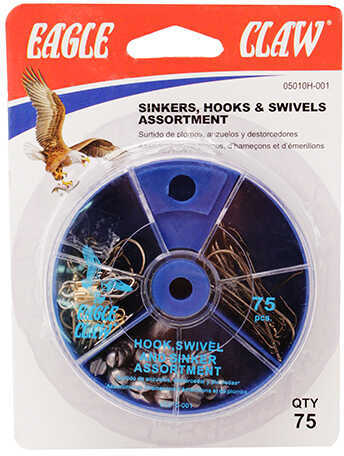 Eagle Claw Fishing Tackle Hook Assortment Hook/Swivel/Sinker (Per 75) Md: 05010H-001