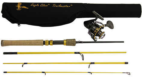 Eagle Claw Fishing Tackle Trailmaster Spinning Combo 66" Length 4-Piece Rod Six Ball Bearring Reel Medium Power