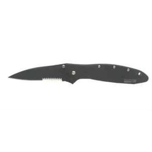 Kershaw Leek 3" Assisted Folding Knife Clip Point Combo Edge 14C28N/Satin Black DLC 410 Stainless Thumb Stud/Pocket