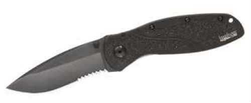 Kershaw Blur Folding Knife/Assisted 14C28N/Stone Washed Combo Drop Point Thumb Stud/Pocket Clip 3.375" Black Anodized Al