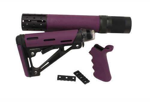 Hogue Grips Kit Purple Finish Finger Groove Beavertail Rifle Length Forend With Accessories OvermoldedCollapsib