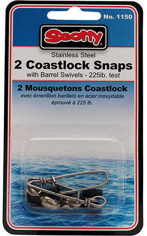 Scotty Coastlock Snap w/Swivel, SS, 2 per Pack Md: 1150