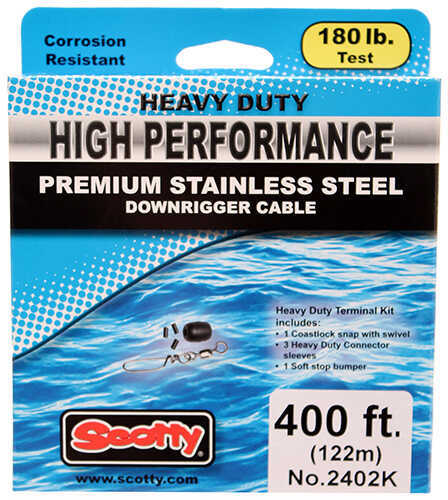 Scotty 180 lb HP Stainless Steel Downrigger Cable 400 Foot Spool Kit Md: 2402K