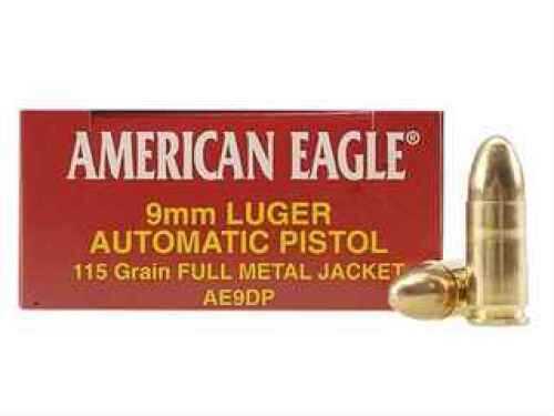 9mm Luger 50 Rounds Ammunition Federal Cartridge 115 Grain Full Metal Jacket