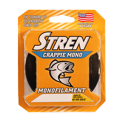 Stren Crappie Monofilament Line 200 Yards, 4 lbs Breaking Strength, 0.007" Diameter, Hi-Vis Gold