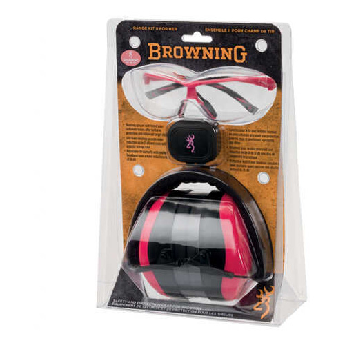 Browning Hearing Protection Range Kit II For Her, Black & Hot <span style="font-weight:bolder; ">Pink</span>