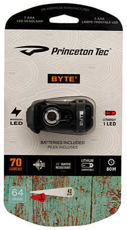 Princeton Tec BYTE White LED 70 Lumen Black Red Md: BYT70-BK