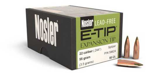 Nosler E-Tip Bullets 22 Caliber 55 Grains Spitzer Point Per 50 Md: 59624